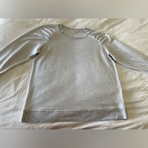 Haven Well Within Soft Knit Top Size Small Gray White Stripe Long Sleeve Lounge.
